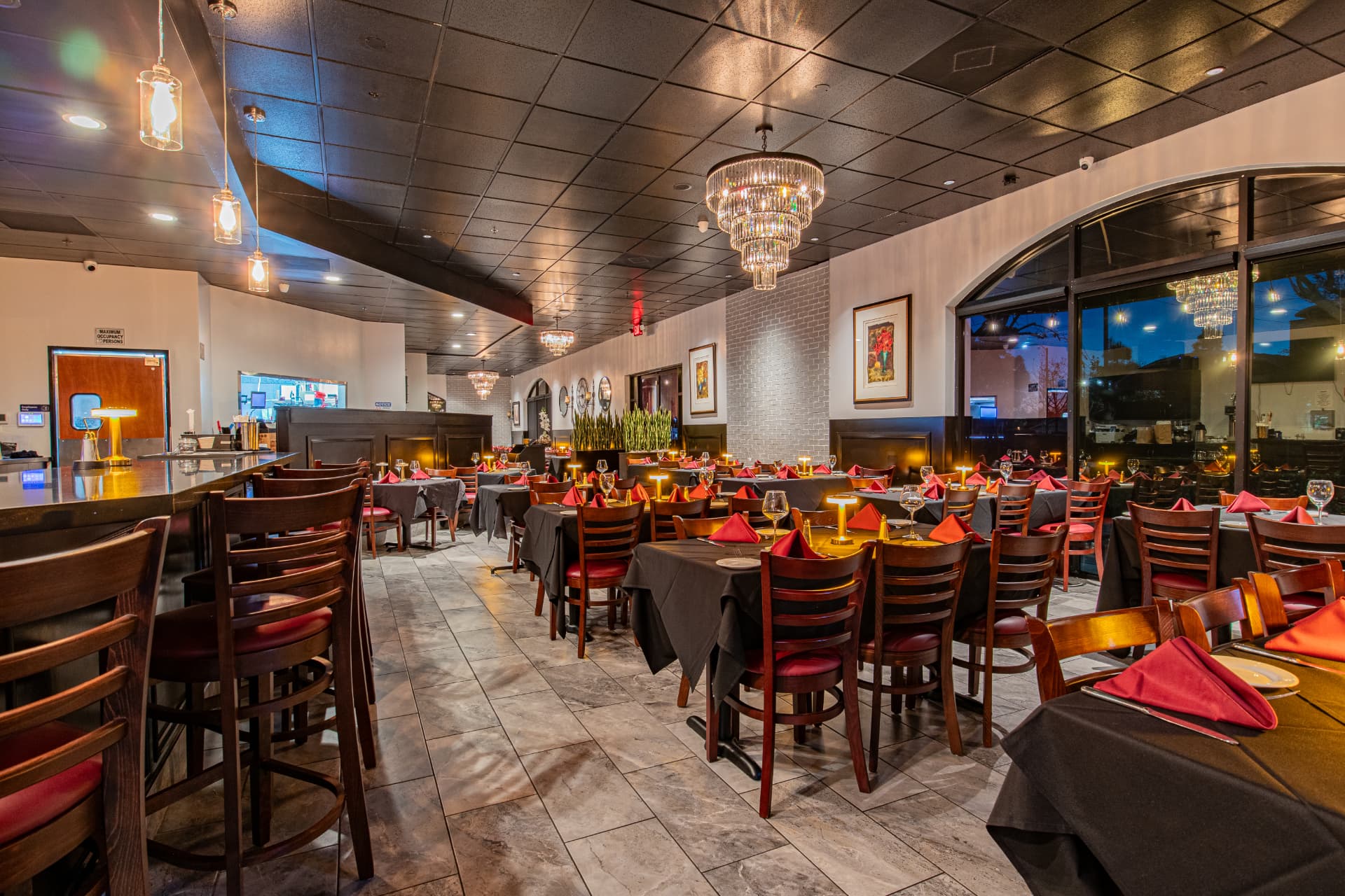 The dining room at Cornelio's Steakhouse set for celebrations